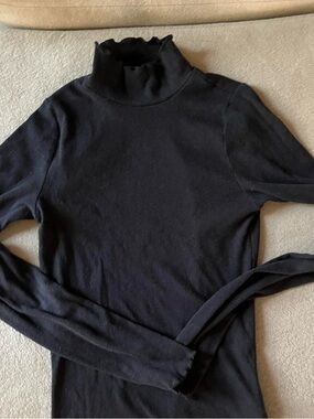 Hollister Black Ribbed Mock Neck Long Sleeve Top